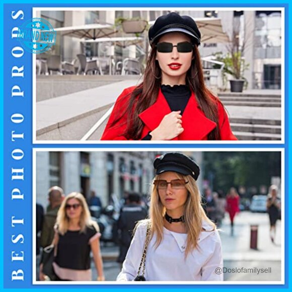Rimless Rectangle Sunglasses Retro Y2K Fashion Lightweight Party Favor main image 4